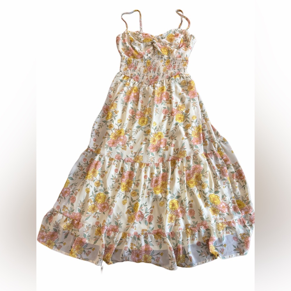 Trixxi Floral Midi Dress - Pink and Yellow